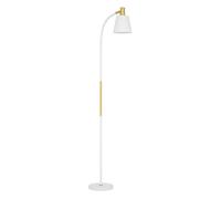 Homcom lámpara de pie led lámpara de pie salón con altura ajustable pantalla interruptor basculante para sala de estar oficina dormitorio blanco y dorado