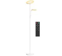 HOMCOM Lámpara de Pie LED Regulable 42W Lámpara de Pie Salón Giratoria con Control Remoto y Táctil Temperatura de Color y Brillo Ajustable para Salas de Estar Dormitorios Oficinas Blanco
