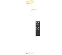 HOMCOM Lámpara de Pie LED Regulable 42W Lámpara de Pie Salón Giratoria con Control Remoto y Táctil Temperatura de Color y Brillo Ajustable para Salas de Estar Dormitorios Oficinas Blanco