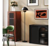 HOMCOM Lámpara de Pie Moderna 155 cm Lámpara de Pie para Salón con Pantalla de Cuenco Reflejando Luz Interruptor de Pie Casquillo E27 Sin Bombilla para Dormitorio Oficina Sala de Estar Negro