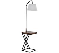 HOMCOM Lámpara de pie moderna con cargador inalámbrico y cabezal flexible para salón, dormitorio y oficina, 36x36x165 cm