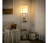 HOMCOM Lámpara de Pie Moderna con Estantes para Salón 26x26x159 cm Blanco