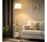 HOMCOM Lámpara de Pie Moderna con Mesas Casquillo E27 40W 43x39,5x162 cm Blanco Blanco