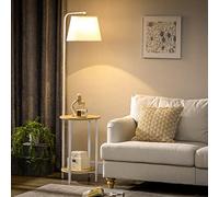 HOMCOM Lámpara de Pie Moderna con Mesas con Estantes 43x39,5x162 cm Blanco