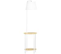 HOMCOM Lámpara de Pie Moderna con Mesas Casquillo E27 40W 43x39,5x162 cm Blanco Blanco