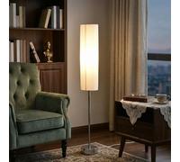 HOMCOM Lámpara de Pie Moderna para Dormitorio Estudio Salón Luces E27 40W Base de Acero Inoxidable Blanco Aosom España