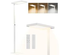 HOMCOM Lámpara de pie, salón, 1560 LM 40W, regulable 196 cm lámpara de pie LED de espectro completo para el cuidado de los ojos, luz nocturna y mando a distancia, 3000K-6500K temperatura de color