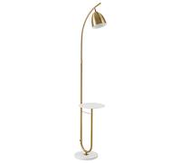 HOMCOM Lámpara de Pie Vintage con Mesa Auxiliar Casquillo E27 Máx. 40W y Interruptor de Pie para Salón Dormitorio Estudio 30x44x177 cm Dorado