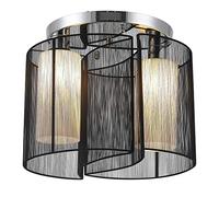 Homcom - Lámpara de techo (2 focos, 2 casquillos E27, 47,5 x 33 cm, sin bombillas), color negro