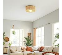 HOMCOM Lámpara de Techo con Bombilla LED G9, 20W, 3000 K, Plafón LED Techo Bohemio con Pantalla de Cuerda de Lino para Dormitorio, Salón, Cocina y Comedor, Marrón Claro