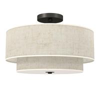 HOMCOM Lámpara de Techo Lámpara Colgante con Doble Pantalla de Lino Crema Aosom España