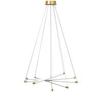 HOMCOM Lámpara de Techo LED 50W - 5 Tubos Ajustables, Moderna, Dorado+Blanco para Salón, Comedor y Cocina