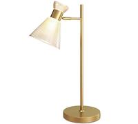 HOMCOM Lámpara Moderna de Escritorio, Lámpara de Mesa con Pantalla Ajustable Ámbar y Cristal Satinado, Casquillo E27, Bombilla no incluida, para Salón, Estudio y Dormitorio, Dorada