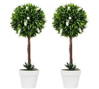 HOMCOM Lavanda Artificial Set de 2 Plantas Artificiales Grandes 60 cm, Plantas Artificiales en Maceta, Flor Artificial de plástico como Real para salón Dormitorio Oficina jardín decoración Moderna