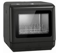 HOMCOM Lavavajillas de sobremesa, con tanque de agua integrado de 6 L, 5 programas, 4 servicios, pantalla LED Negro