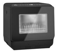 HOMCOM Lavavajillas de sobremesa, mini lavavajillas con depósito de 6 L, 5 programas, pantalla LED, función de secado, negro