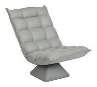 HOMCOM Lazy sillón de Suelo Relax sillón Lounge sillón de diseño tapizado Respaldo reclinable Regulable 360° Giratorio tapizado Lino Gris Claro