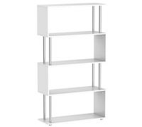HOMCOM Libreria 80x30x145cm Madera y Metal Muebles Oficina Estanteria Estante Blanco