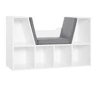 HOMCOM Librería con Asiento 6 Cubos Multiusos 102x30x61cm Blanco y Gris