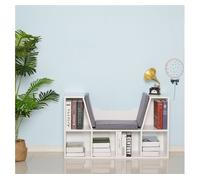 Homcom librería con asiento, estantería de libros con 6 cubos, estantería almacenamiento con banco con cojín, multiusos para sala de estar, oficina, dormitorio, 102x30x61cm, blanco y gris