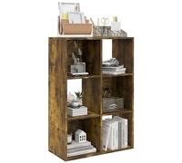HOMCOM Librería Cubos con 6 Estantes Diseño Rústico, Moderna Librería de Madera, para Dormitorio, Estudio, Oficina, 61.5x29.5x91.5 cm, Marrón