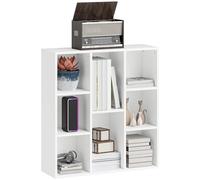 HOMCOM Librería de 3 Niveles Estantería de Libros con 8 Compartimentos Diseño Vertical u Horizontal para Sala de Estar Oficina Dormitorio 74,3x24x80 cm Blanco