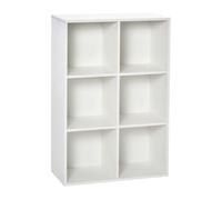 HOMCOM Estantería para Libros de 3 Niveles con 6 Compartimentos de Almacenaje para Dormitorio Oficina 65,5x30x97,5 cm White