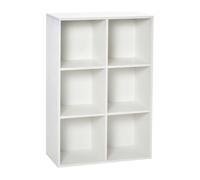 HOMCOM Librería de Madera Blanca de 3 Niveles con 6 Compartimentos para Libros Estantería Estante en Salón Dormitorio Oficina 65,5x30x97,5 cm Aosom España