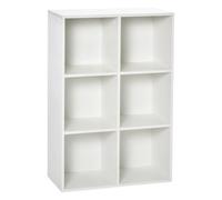 HOMCOM Librería de 3 Niveles para Oficina 65,5x30x97,5 cm Blanco | Estantería para Libros con 6 Cubos de Almacenaje, Sala de Estar, Dormitorio, Estudio