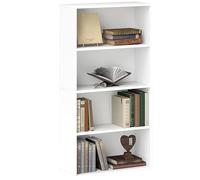 HOMCOM Librería de 4 Niveles Estantería de Libros con 2 Estantes Ajustables para Sala de Estar Oficina Dormitorio 60x24x115,5 cm Blanco