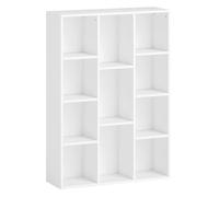 HOMCOM Librería de 4 Niveles Estantería de Libros con 11 Compartimentos Diseño Vertical u Horizontal para Sala de Estar Oficina Dormitorio 74,3x24x106 cm Blanco