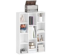 HOMCOM Librería de 4 Niveles Estantería de Libros con 11 Compartimentos Diseño Vertical u Horizontal para Sala de Estar Oficina Dormitorio 74,3x24x106 cm Blanco