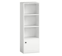 HOMCOM Librería de 4 Niveles, Estantería para Libros con Estantes Ajustables y Puerta, Estantería Moderna, 40x30x120 cm, para Salón, Dormitorio, Estudio, Oficina, Blanco