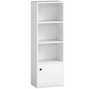 HOMCOM Librería de 4 Niveles Estantería para Libros Moderna con Estantes Abiertos y Puerta 40x30x120 cm Blanco Aosom España