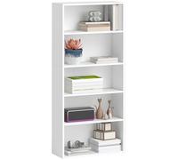HOMCOM Librería de 5 Niveles 3 Estantes Ajustables 60x24x133,5 cm Blanco