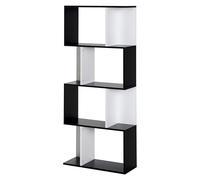 HOMCOM Librería de 5 niveles, armario de almacenamiento en forma de S con estantes, estante de almacenamiento para sala de estar, dormitorio oficina, 60 x 24 x 148 cm, color negro y blanco