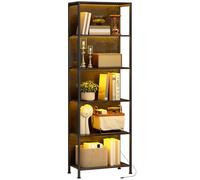HOMCOM Librería de 5 Niveles con Luces LED de 7 Colores, Estantería para Libros, 60x30x179 cm, Estantería Industrial con Marco de Acero, para Salón, Dormitorio, Estudio, Oficina, Negro