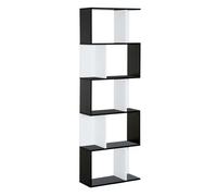 Homcom librería de 5 niveles, estantería para libros en forma de s con 10 estantes, para sala de estar, dormitorio, estudio, oficina, 60x24x184,5 cm, blanco y negro