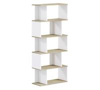 HOMCOM Estantería Estilo Nórdico Librería con 5 Estantes Antivuelco Carga 25 kg 70x29,5x163 cm Roble y Blanco Aosom España