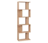 Homcom librería de 5 niveles, estantería para libros en forma de s con 10 estantes, para sala de estar, dormitorio, estudio, oficina, 60x24x184,5 cm, natural