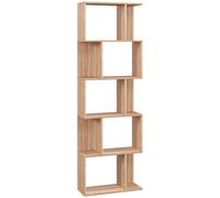 HOMCOM Librería de 5 Niveles Estantería para Libros en Forma de S para Salón Dormitorio Estudio Oficina 24x60x184,5 cm Natural Aosom España