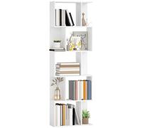 HOMCOM Librería de 5 niveles, unidad de almacenamiento en forma de S con estantes, estantería de almacenamiento para salón, dormitorio, escritorio, 60x24x184,5 cm, Blanco
