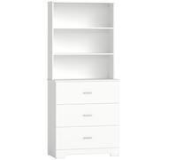 HOMCOM Librería de 6 Niveles con 3 Cajones 3 Estantes Abiertos Armario Alto para Salón Estudio Oficina 79x39,5x182,2 cm Blanco