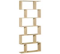 HOMCOM Librería de 6 Niveles, Estantería para Libros, 80x23x192 cm, Estantería Moderna para Salón, Dormitorio, Estudio, Oficina, Roble