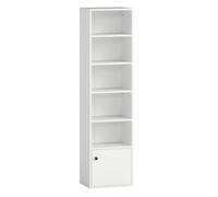 Homcom librería de 6 niveles, estantería para libros con estantes ajustables y puerta, estantería moderna, 40x30x156 cm, para salón, dormitorio, estudio, oficina, blanco 40 cm