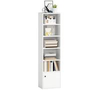 HOMCOM Librería de 6 Niveles, Estantería para Libros con Estantes Ajustables y Puerta, Estantería Moderna, 40x30x156 cm, para Salón, Dormitorio, Estudio, Oficina, Blanco