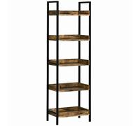 HOMCOM Librería de Estilo Industrial con 5 estantes, estantería de Madera y Metal para el hogar y la Oficina, 48x30x155cm, marrón rústico