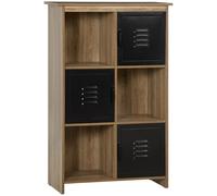 HOMCOM Librería Design Industrial - Mueble de Almacenamiento 3 nichos 3 armarios - Aspecto Madera con Puertas de metal Negro Aosom España