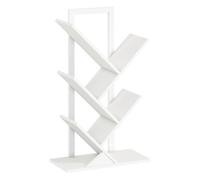 HOMCOM Librería en Forma de Árbol de 5 Niveles, Estantería de Libros con 5 Estantes, Estructura de Acero, para CD, DVD, Álbumes, Sala de Estar, Oficina, Estudio, Dormitorio, 50x24x82 cm, Blanco