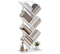 HOMCOM Librería en Forma de Árbol de 7 Niveles, Estantería de Libros con 7 Estantes, Estructura de Acero, para CD, DVD, Álbumes, Sala de Estar, Oficina, Estudio, Dormitorio, 50x24x109 cm, Blanco